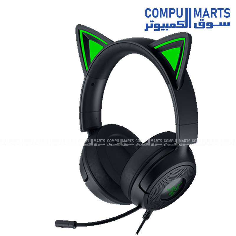 White Razer Kraken Kitty V3 X headset with 3.5mm wired connection for PC and laptop gaming