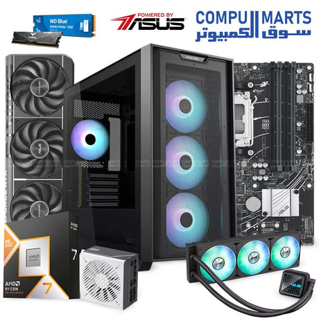 Ryzen 7 9800X3D + RTX 5070 Ti Prime OC 16GB Bundle – 32GB DDR5 6000MHz RAM + 1TB NVMe SSD + B650M Wi-Fi Motherboard + 850W Gold PSU + ASUS A21 Plus ARGB Case + ASUS Prime LC 360 Liquid Cooler – High-End Gaming PC – Egypt