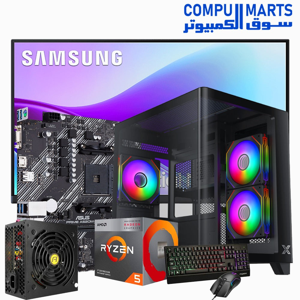 Ryzen 5 3400G gaming PC with Samsung 24 inch IPS 120Hz monitor full setup