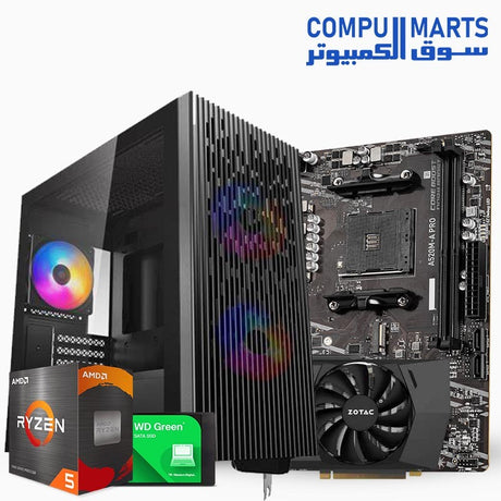 AMD Ryzen 5 4500 Processor + MSI A520M-A PRO Motherboard + 16GB DDR4 3200MHz RAM + GPU Options: GTX 1650 / RTX 3050 6GB / RTX 3060 12GB + 240GB SATA SSD + Deepcool MATREXX 40 3FS RGB Case + 600W PSU – Budget to Mid-Range Gaming PC Bundle – Egypt