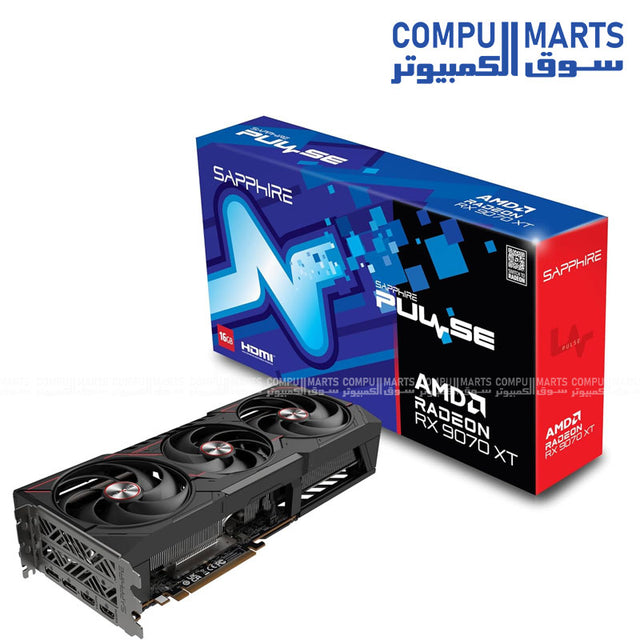 SAPPHIRE PULSE RX 9070 XT front view white background