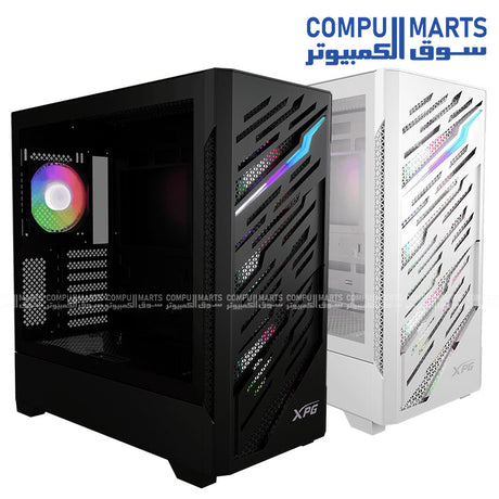XPG Starker Air BTF Mid Tower PC Case โ Tempered Glass, 4ร120mm ARGB Fans, USB-C, E-ATX Support โ Black/White โ Egypt