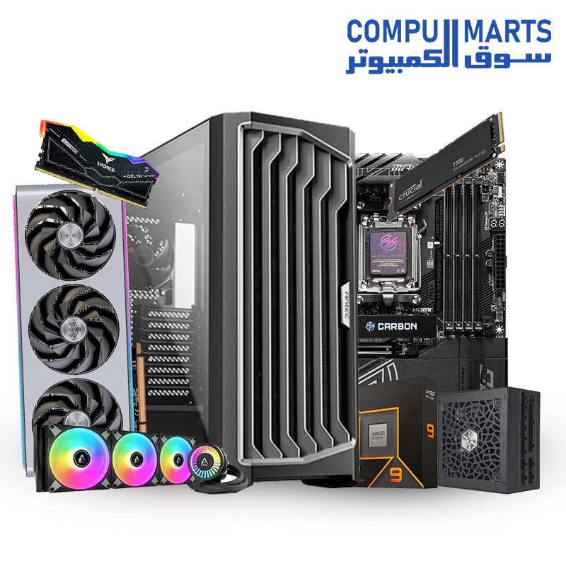 Ryzen 9 9950X + MSI MPG X870E Motherboard + Sapphire Nitro+ RX 7900 XTX Vapor-X 24GB GPU + Arctic Liquid Freezer III 420mm A-RGB Cooler + TEAMGROUP DELTA RGB 96GB DDR5 RAM + Crucial T700 1TB Gen5 SSD + Antec Full Tower Case + SilverStone HELA 1300R Platinum 1300W PSU – Extreme Gaming PC Bundle – Egypt