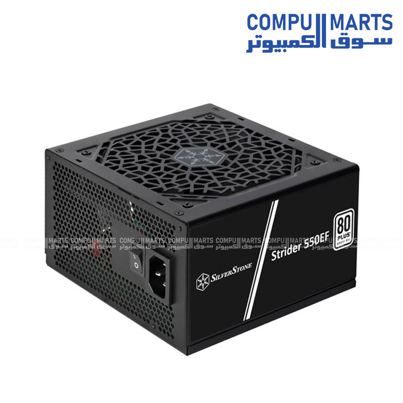SilverStone- Strider 550 EF 550W- 80 PLUS EU -ATX power supply -with flat -cables -silent -120mm fan