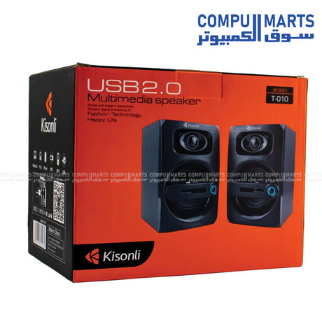 Kisonli T-010 USB 2.0 compact stereo speaker with LED light in Egypt