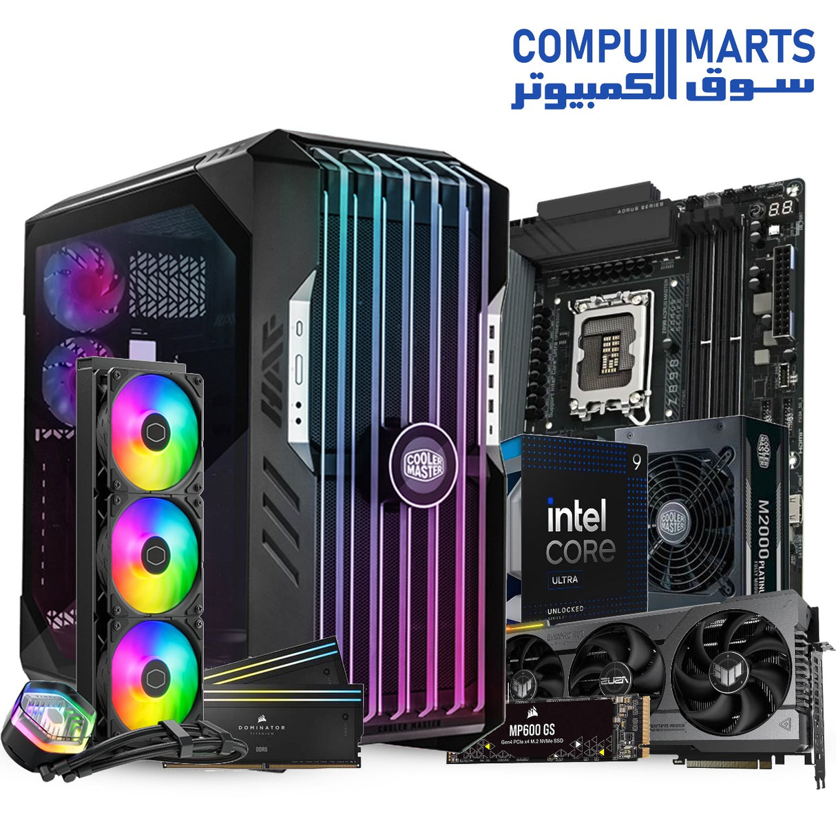 THE WINNER– POWERED BY COOLER MASTER|Intel Core ULTRA 9 285K|GIGABYTE Z890 AORUS| PALIT RTX 5080 Pro 16GB OR TUF RTX 4080 SUPER |MasterLiquid 360 Ion|Corsair MP600 ELITE 2TB SSD|CORSAIR DOMINATOR TITANIUM 96GB|HAF 700 EVO ARGB|M2000 Platinum