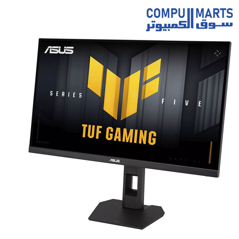 ASUS TUF Gaming VG27AQML5F gaming monitor angled profile highlighting its 4-way ergonomic stand and design