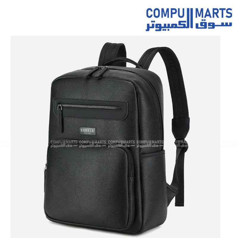 Rahala RAL821 Luxury Black Leather Laptop Backpack