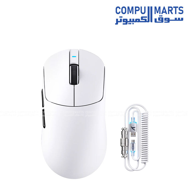 X8 PLUS Flagship Lightweight Gaming Mouse White and Black gaming mouse with triple-mode connectivity optical sensor RGB lighting up to 40000 DPI and 6 buttons
