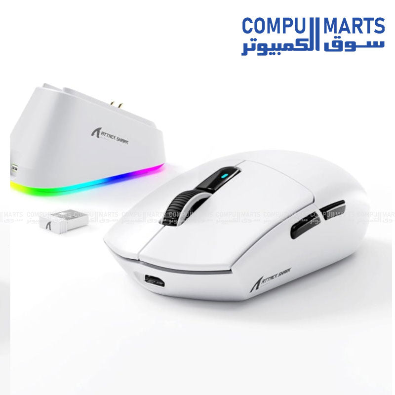 Black and White X11 mouse with 800-22000 DPI range, 1286440mm size and HUANO switch rated for White Spots 20 million times