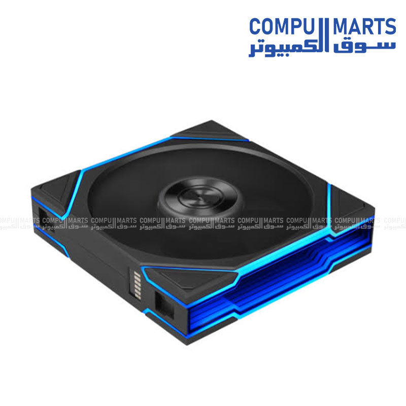 Lian Li UNI Fan TL Flex 120MM RGB Black Fan 3-pack featuring LCP and PA66 material construction and ARGB lighting profiles viewed from the front