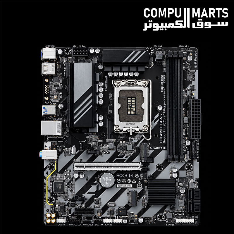 GIGABYTE B860M E GEN5 motherboard supporting DDR5 memory up to 128GB