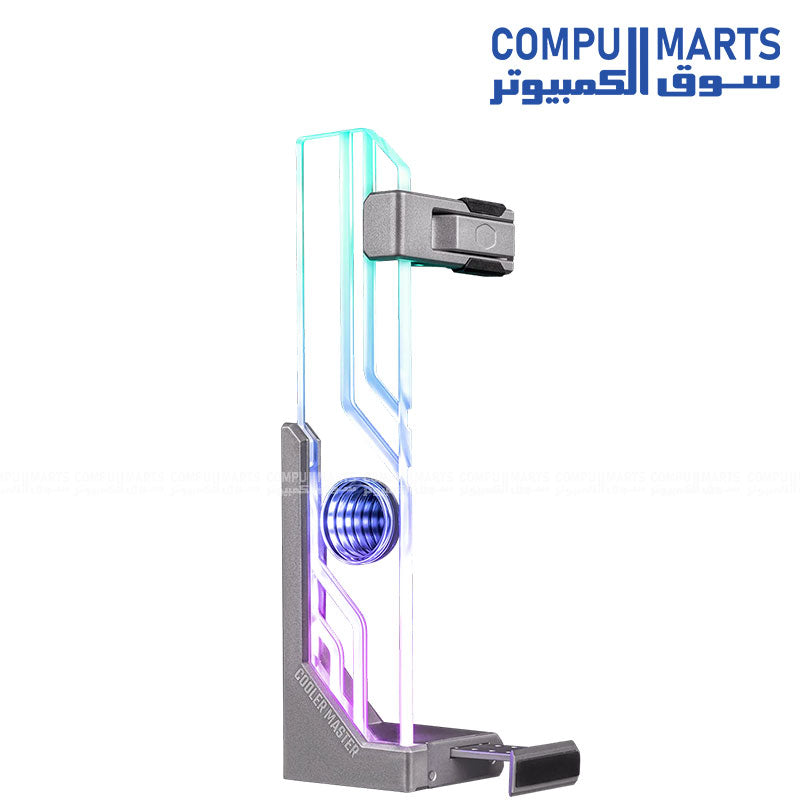Cooler Master Atlas ARGB GPU Support Silver Gray case accessory with aluminium plastic tempered glass and magnet materials and support arm force up to 3kg