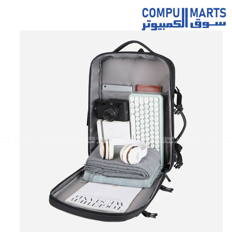 Rahala RAL 5302 laptop backpack in black with water-resistant Oxford fabric for laptops and tablets up to 15.6”