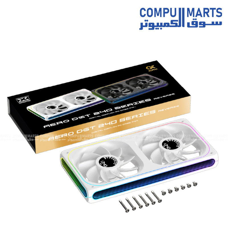 Xigmatek Aero DGT 240 Reverse Digital LCD 2 Fan ARGB and PWM Infinity Ring Four Side 240mm Standard Fan Blade