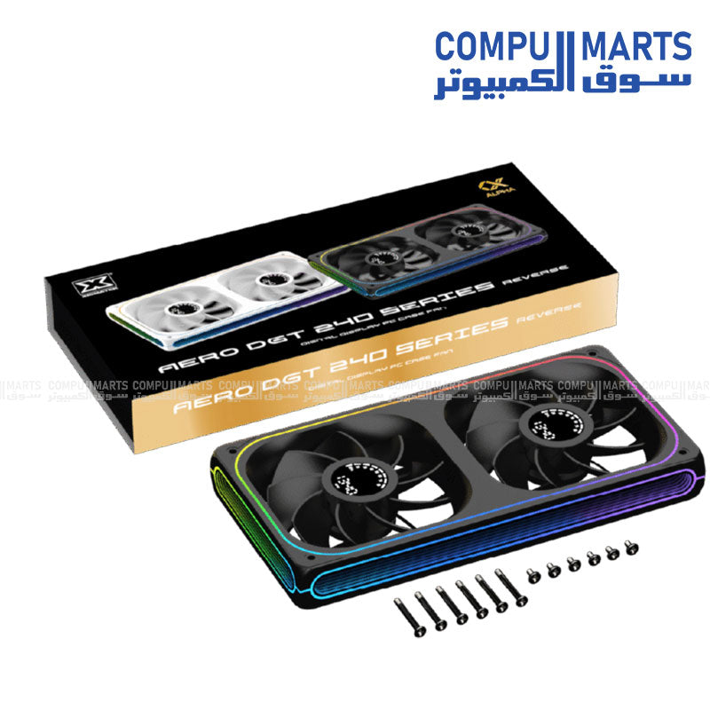 Xigmatek Aero DGT 240 Reverse Digital LCD 2 Fan ARGB and PWM Infinity Ring Four Side 240mm Standard Fan Blade
