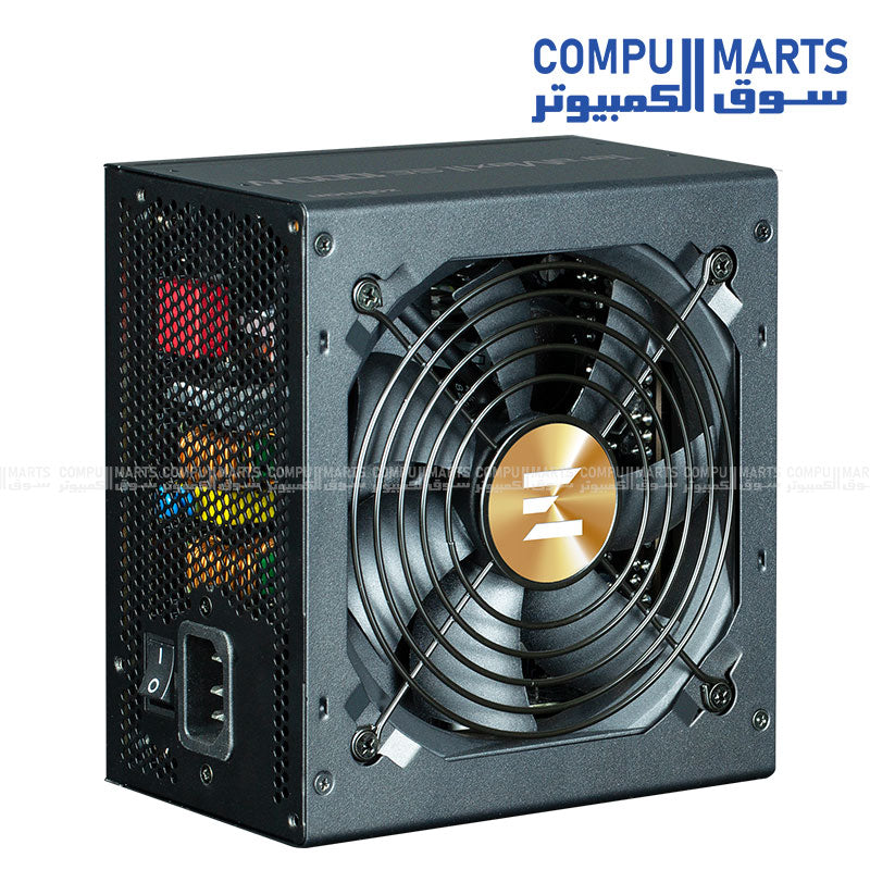 80 PLUS Gold certified ZALMAN TeraMax II SE power supply with 100-240VAC input and 120mm cooling fan