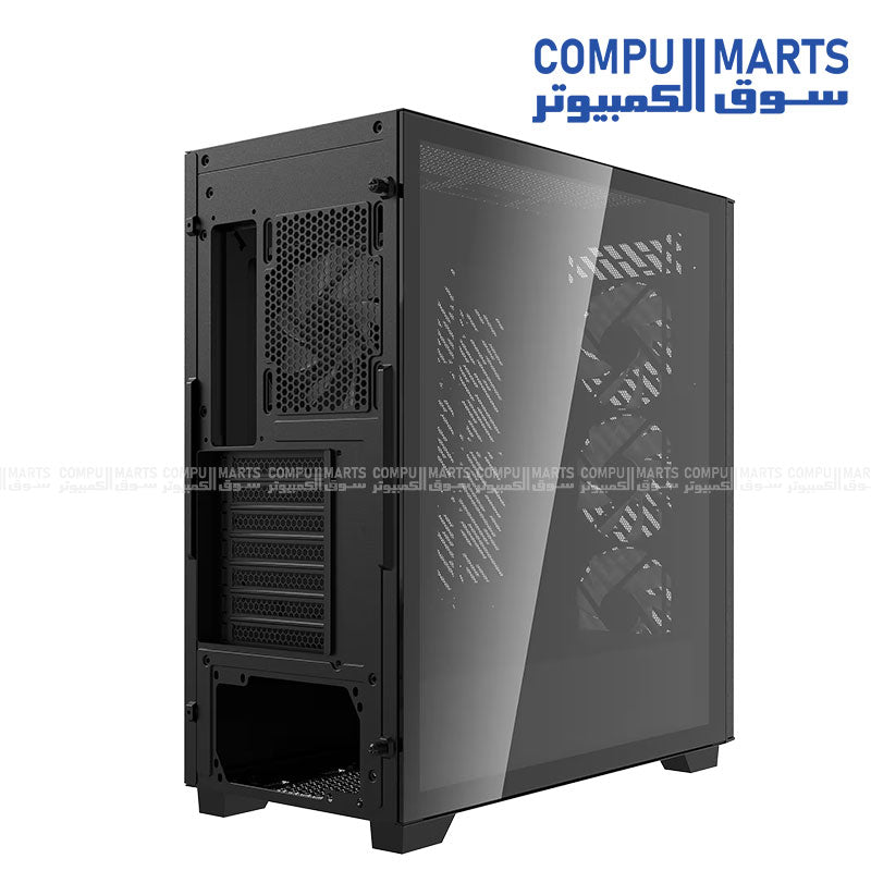 XPG Valor Air Pro mid tower gaming PC case with tempered glass panel and four ARGB cooling fans