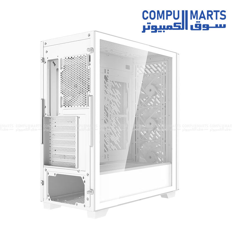 XPG Valor Air Pro mid tower gaming PC case with tempered glass panel and four ARGB cooling fans