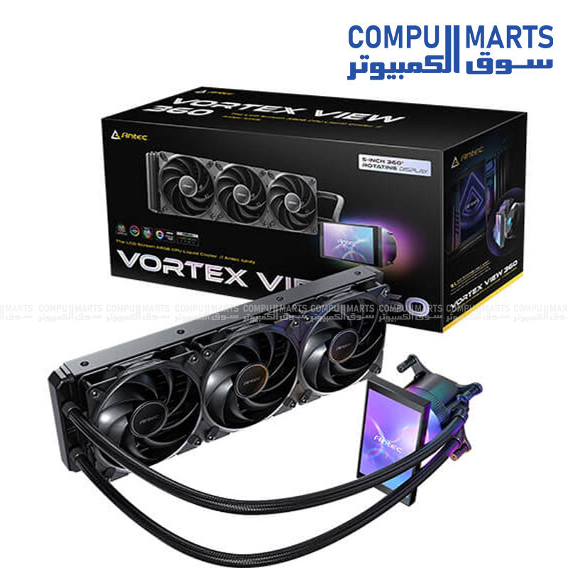 Antec VORTEX VIEW 360 ARGB liquid CPU cooler 360mm radiator LCD display high performance AIO cooling