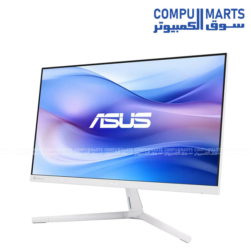 ASUS VU249HFI-W IPS monitor featuring SmoothMotion technology, 1ms MPRT response time, and built-in Air Ionizer for comfortable everyday viewing