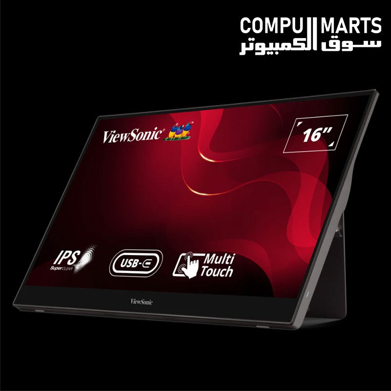 ViewSonic TD1655 portable touchscreen monitor with foldable stand
