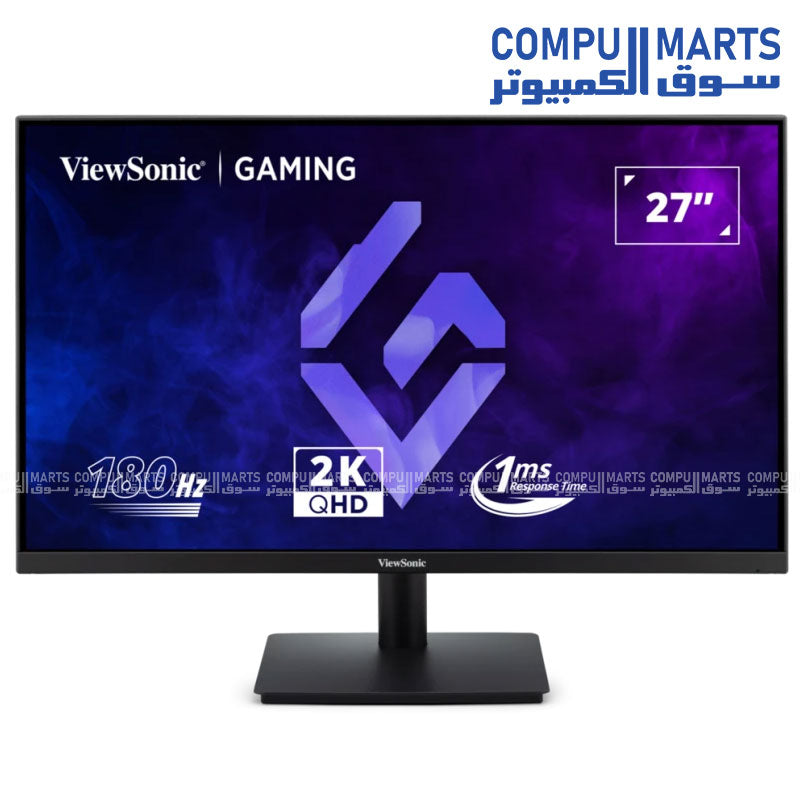 ViewSonic VX27G1-2K 27" QHD Gaming Monitor – 180Hz, 1ms, IPS, HDR10, G-Sync Compatible, HDMI & DisplayPort, Black