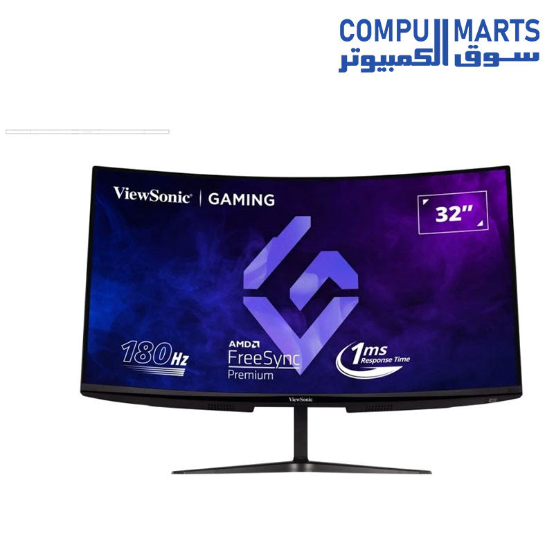 Front view of the ViewSonic VX3218C-2K monitor showing the 1500R curvature and VA technology panel.
