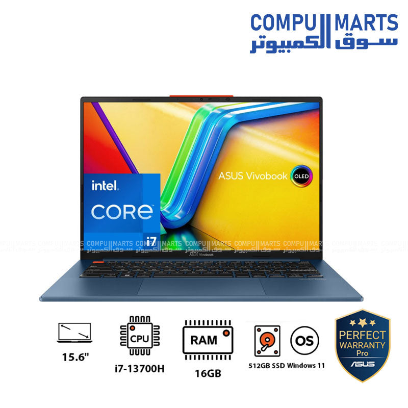 ASUS Vivobook S 15 OLED K5504VA-MA007W (2023), Intel Core i7-13700H 13th Gen, 15.6" 3K (2880 x 1620) OLED 120Hz (16GB/512GB SSD/Iris Xe/Win 11)