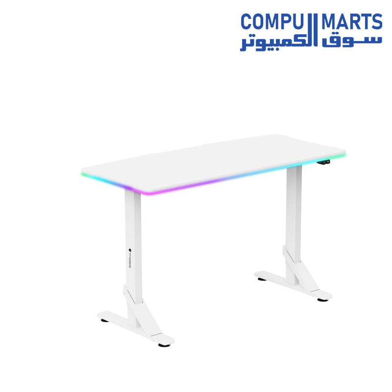 WJ COOLMANT T Shape Heavy Duty RGB Gaming Table / Desk White