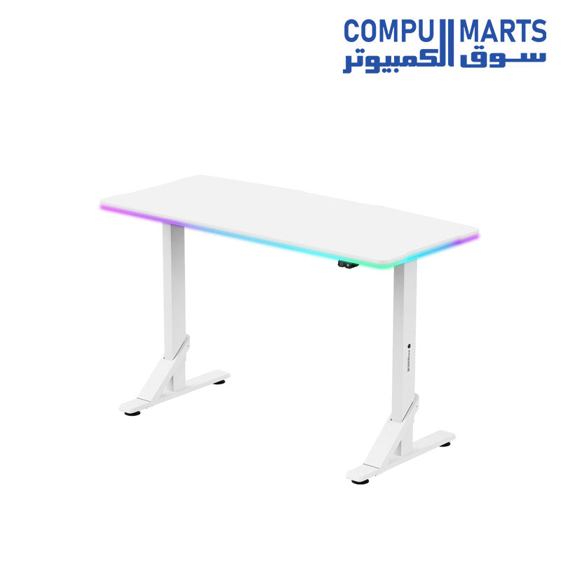 WJ COOLMANT T Shape Heavy Duty RGB Gaming Table / Desk White