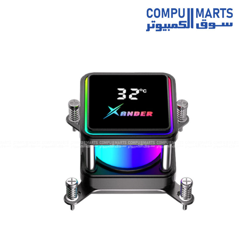 XANDER Waterwheel Digital 360 Black - White | AIO Liquid CPU Cooler with LCD Pump Head & 3×120mm ARGB PWM Fans egypt