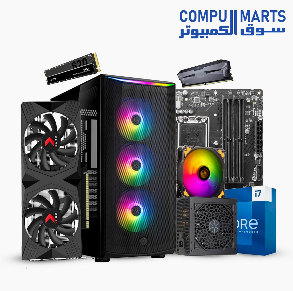 Bundle Consul #2 – Core i5-14600K or i7-14700K, MSI PRO B760M-P, 32GB DDR5 4800MHz, RTX 4060 Ti, 1TB NVMe SSD, SilverStone FARA 512Z Case, 750W Bronze Power Supply – High-End Gaming PC Egypt
