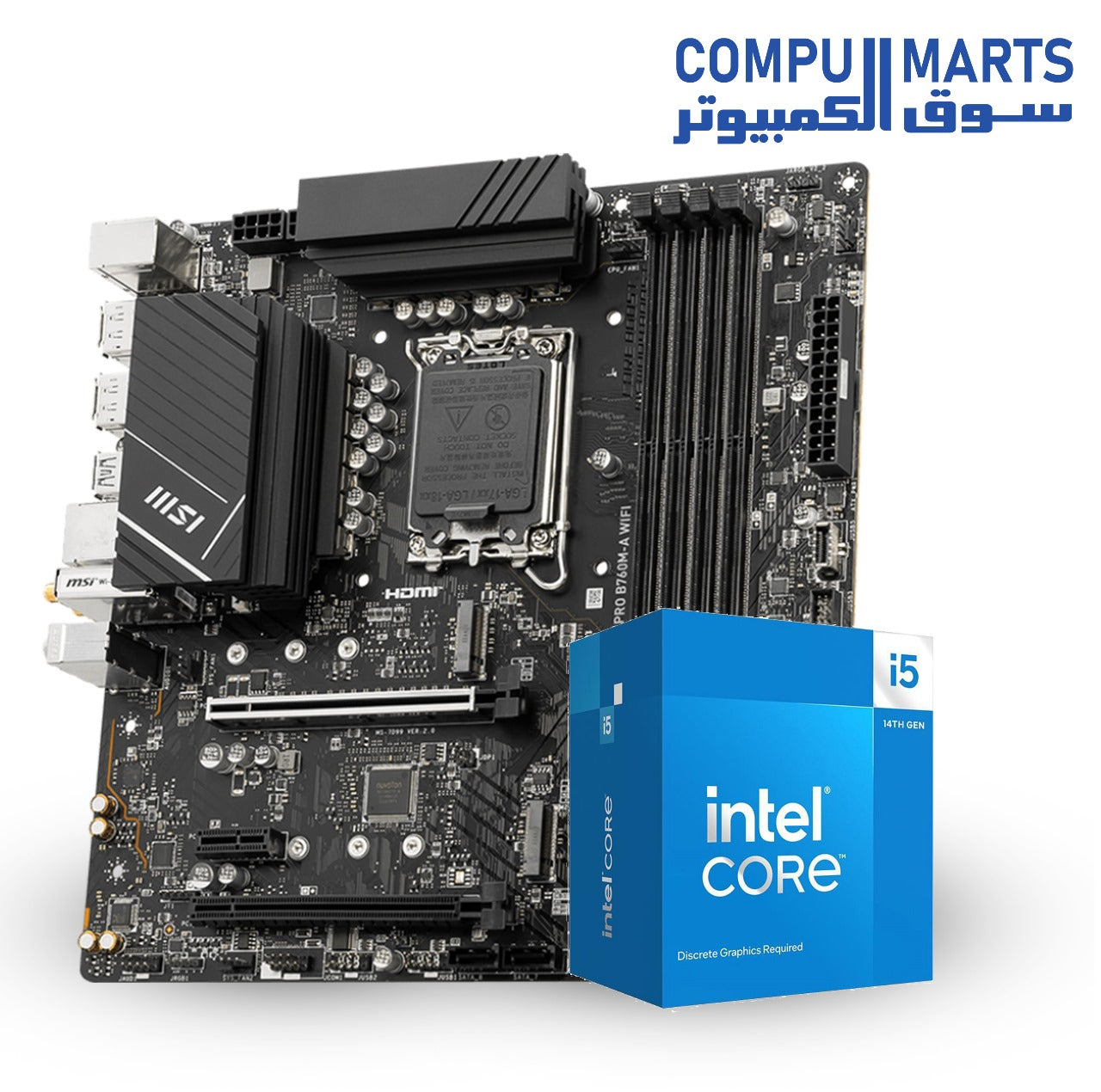 Intel Core i5-14400F Processor + MSI Pro B760M-A WiFi DDR5 Motherboard Bundle – LGA1700 Platform – DDR5 & PCIe 4.0 Support – Reliable Productivity & Gaming Build – Egypt