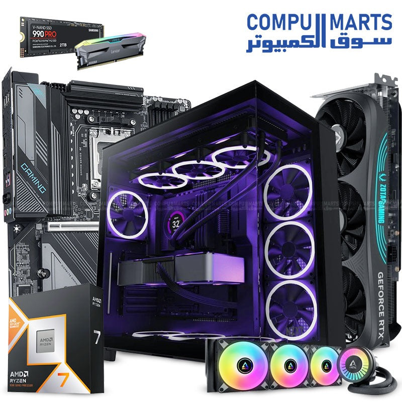 AMD Ryzen 7 9800X3D-Gigabyte X870 Gaming X-Lexar Ares RGB 32GB-SAMSUNG 990 PRO-ZOTAC Gaming GeForce RTX 4080 Super-NZXT H9 Flow-Liquid Freezer III 360-Power Supply MSI MAG A850GL-BUNDLE