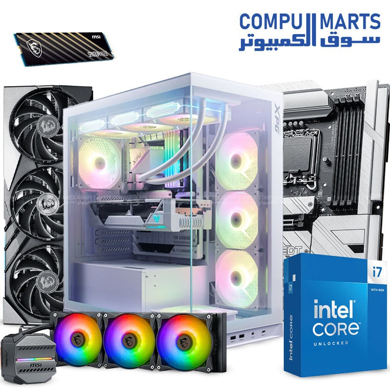 Intel Core i7-14700KF-MSI Z790 PROJECT ZERO-MSI SPATIUM M450-MSI GeForce RTX 4070 TI-MSI MAG CORELIQUID M360 AIO-XPG Invader X BTF-MSI MAG A850GL 80 Plus Gold-bundle