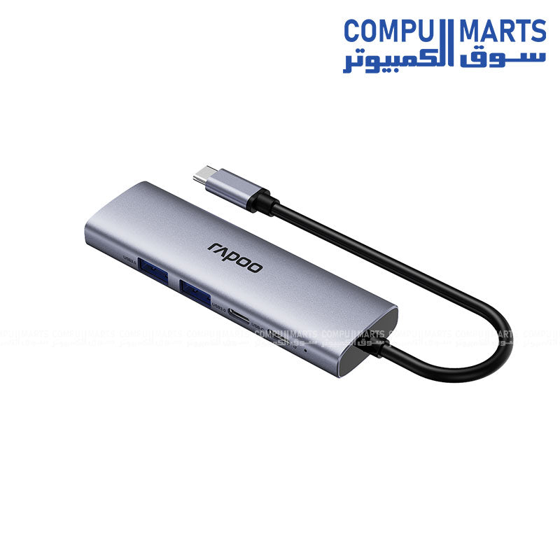 Rapoo XD51 5-in-1 USB-C Multi-function Docking Station Silver