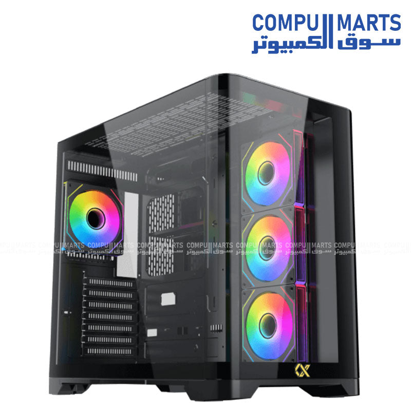 Xigmatek Crystal Storm 4 fan PWM Argb Curved TG Mid Tower Case