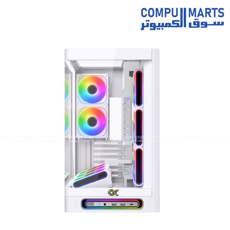 Xigmatek Heaven Arctic Mid Tower Case 8 ARGB fans curved glass E-ATX BTF support black and white gaming case