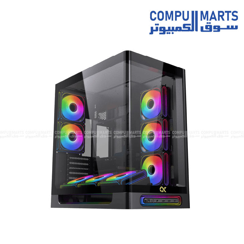 Xigmatek Heaven Arctic Mid Tower Case 8 ARGB fans curved glass E-ATX BTF support black and white gaming case