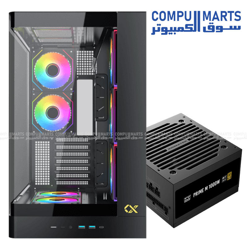 PC building combo featuring Xigmatek Pano II Air case and PRIME M 850W power supply with 80 Plus Gold efficiency certification