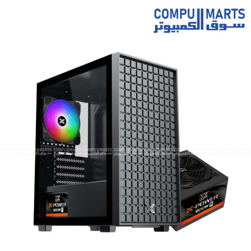 Mid tower PC case Xigmatek Sky M FRGB 3 Fan with steel chassis and 323x195x388mm dimensions available in Egypt