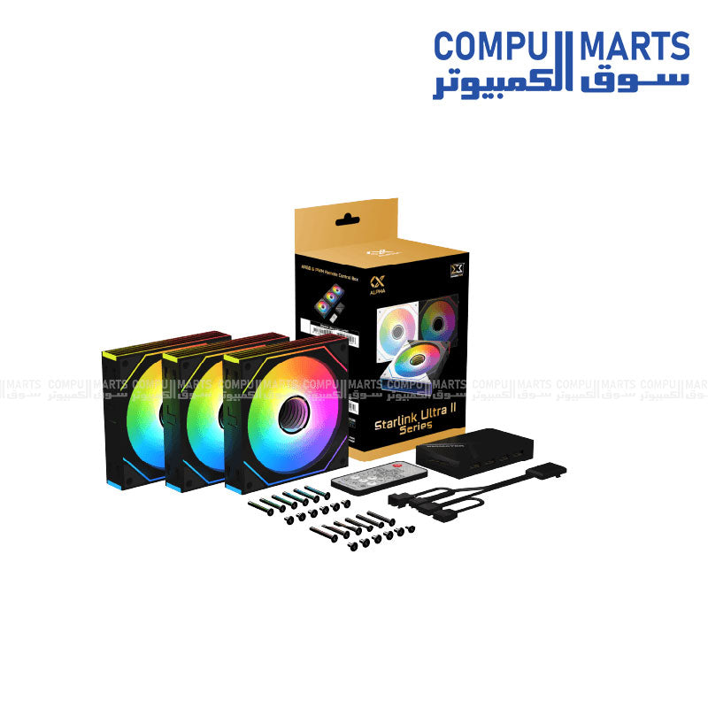 Xigmatek Starlink Ultra II ARGB PWM 3-Fan Kit with Remote and Smart Control Box