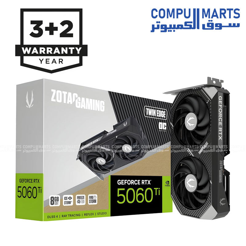 ZOTAC Gaming GeForce RTX 5060 Ti Twin Edge OC 8GB GDDR7 Graphics Card with IceStorm 2.0 Cooling, DLSS 3.5, and Ray Tracing Egypt