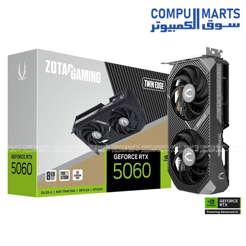 ZOTAC RTX 5060 Twin Edge OC – graphics card – ZOTAC – 8GB GDDR7 dual fan PCIe 5.0 overclocked gaming GPU