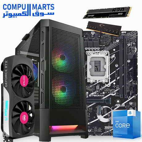 SPIDER-Man-Bundle-CORE-i5-14400F-RAM-TEAM-ELITE-16GB-DDR5-SSD-LEXAR-NM620-500GB-ZOTAC-RTX 4060 TI-SPIDER