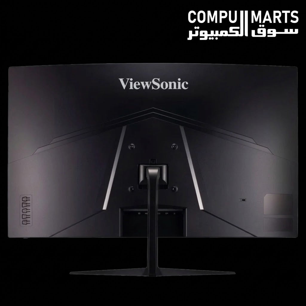 Side profile of the ViewSonic VX3218C-2K curved gaming monitor with anti-glare surface treatment.