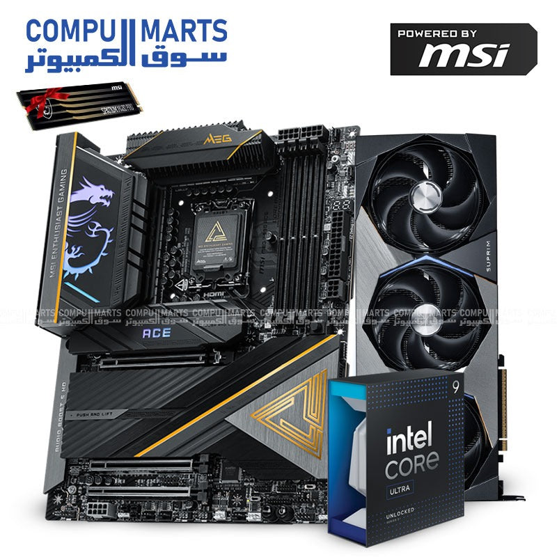 Bundle /MSI Suprim SOC -RTX-5080 -GPU- Intel- Core Ultra 9 CPU- MSI -MEG -Z890 -ACE -motherboard-MSI -SPATIUM -M480 -PRO -2TB SSD