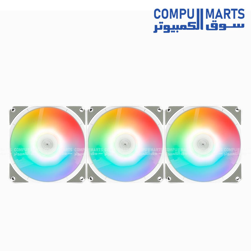 Link 3-Pack – 120mm PWM ARGB Cooling Fans – Black / White – Hydraulic Bearing – 42.6 CFM