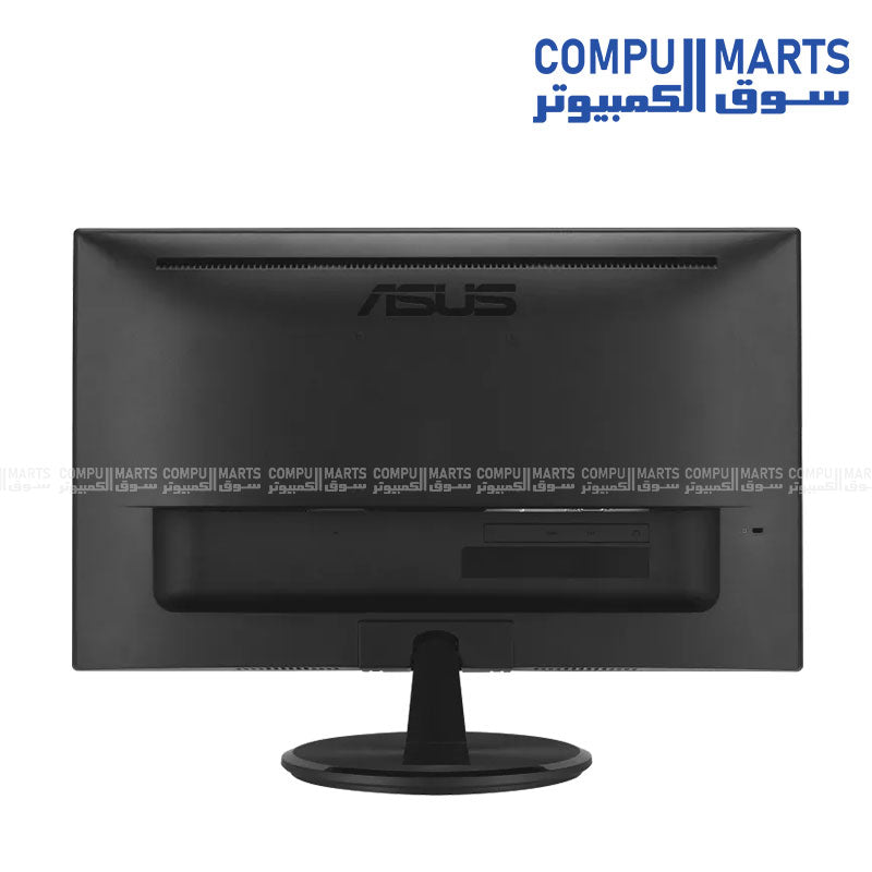 21.45 inch ASUS gaming monitor with frameless design, 4000 to 1 contrast ratio, 10 bit display colors, HDMI and VGA connectivity, and VESA wall mounting support